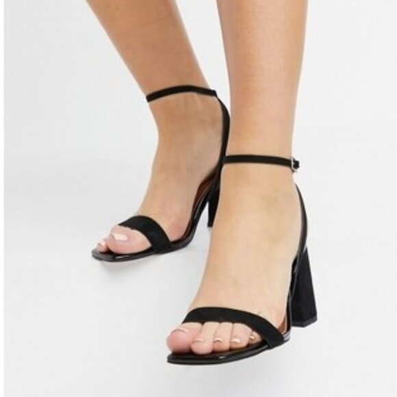 ASOS Design Faux Suede Wide Fit Hudson barely there Block Heel Sandals 8W - Picture 3 of 14